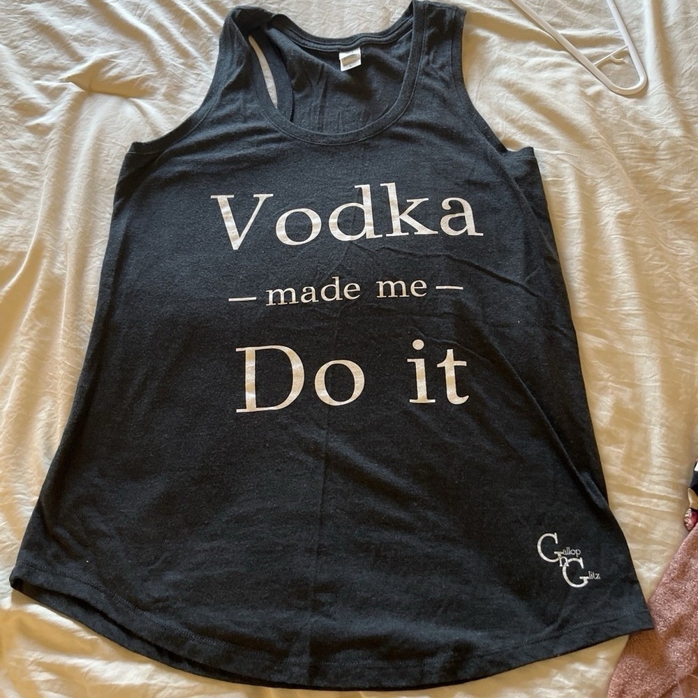 Vodka Made Me Do It Black Juniors Soft Tank Top. Large